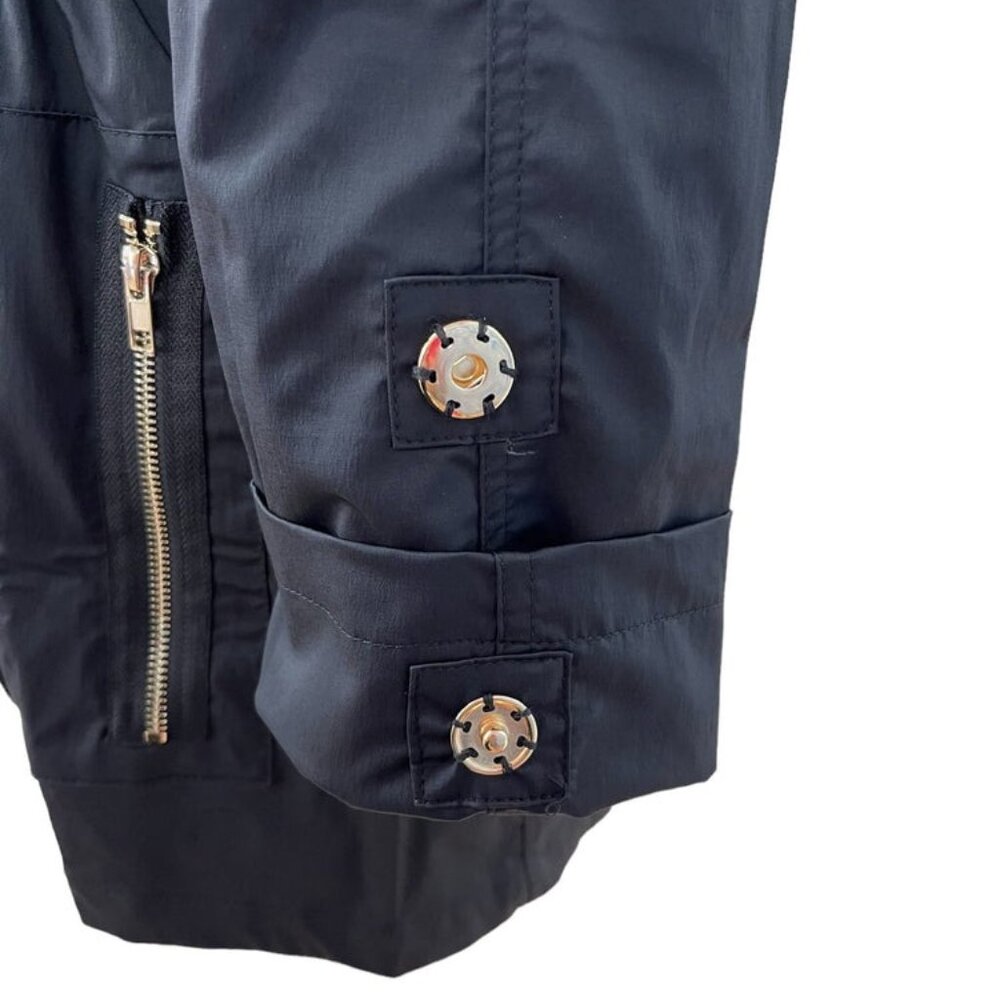 Cloister Collection Tessa Jacket black gold hardware concealed Hood Size M-L - Picture 5 of 11